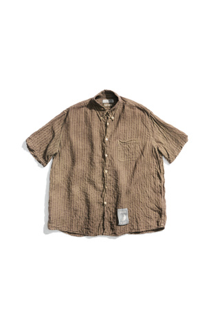 Borrowed Bd Shortsleeve Overdyed Brown Stripe