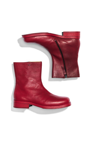 Camion Boot Painted Red Leather