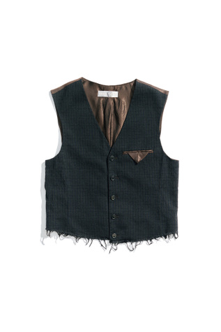 Cut Waistcoat Overdyed Old Money Check