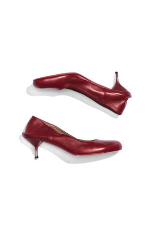 Declined Heel Painted Red Leather