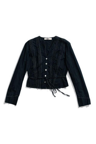 Pleated Blouse Ripped Crypto Stripe