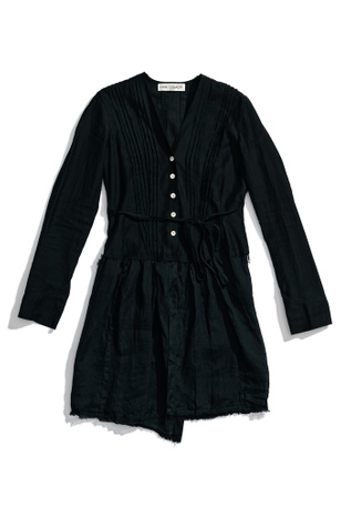 Pleated Blouse Dress Overdyed Black