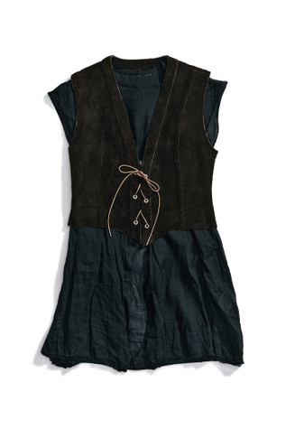 Two Piece Suede Vest Brown Suede