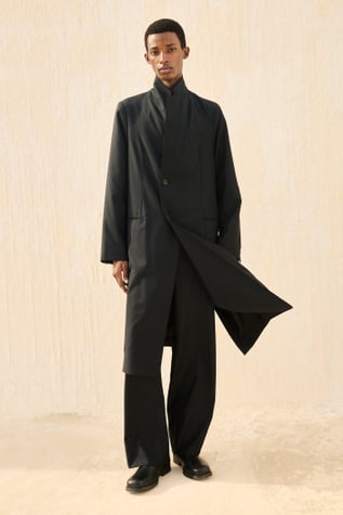 Lungo Coat Linee Di Mezzanotte Wool