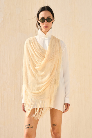 Our Legacy - Triangolo Scarf Avorio Fiori Lucidi Viscose