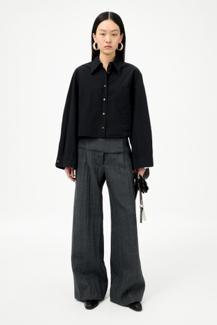 Balloon Shirt Dyed Black Dense Poplin