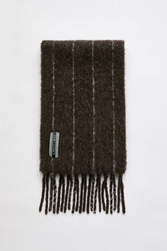 Our Legacy - Our Legacy Estate Scarf Brown Pinstripe Fuzzy Alpaca
