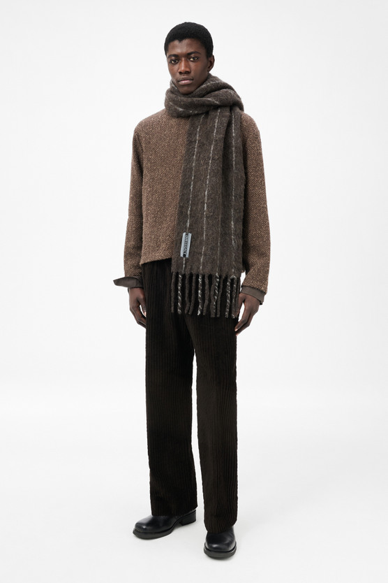 Our Legacy - Our Legacy Estate Scarf Brown Pinstripe Fuzzy Alpaca