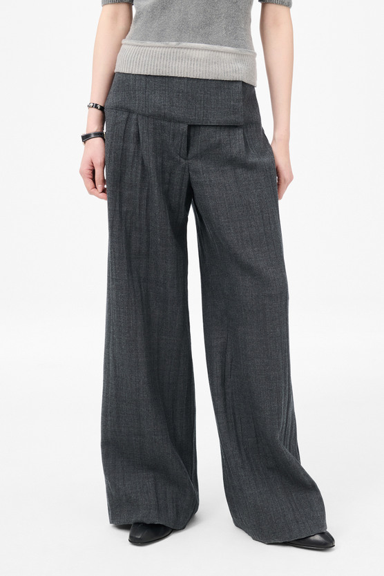 パンツ SLACK TROUSER Stone Grey Plisse Wool Our Legacy - Girdle Trouser Stone Grey Plisse Wool
