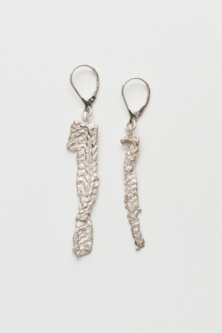 Casted Knit Earring Frosted White Sterling Silver