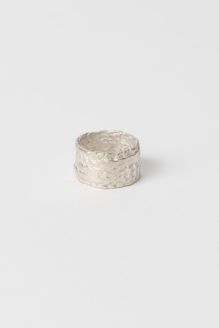 Casted Knit Ring Frosted White Sterling Silver
