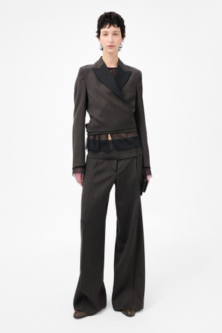 Wrap Blazer Havana Brown Chain Wool