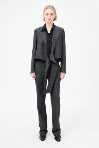 Wrap Blazer Smoke Grey Micro Herringbone