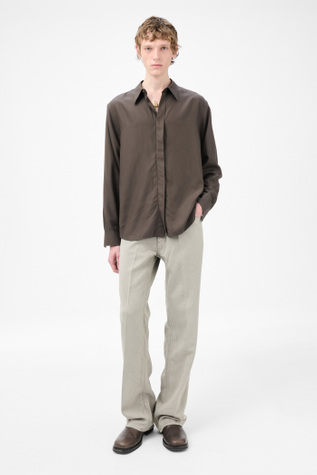 Evening Shirt Draping Brown Liquid Tencel