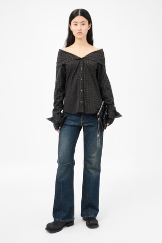 Kaonashi Shirt Black Faux Lumberjack Check
