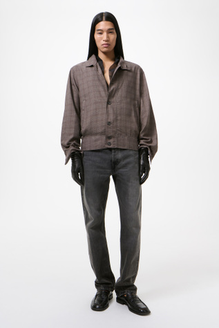 Mock Bomber Dirty Brown Glen Plaid