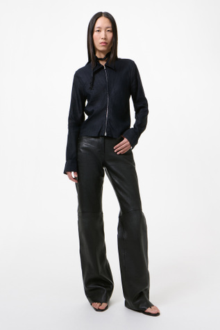 Slim Zip Shirt Night Covert Flex Pinstripe