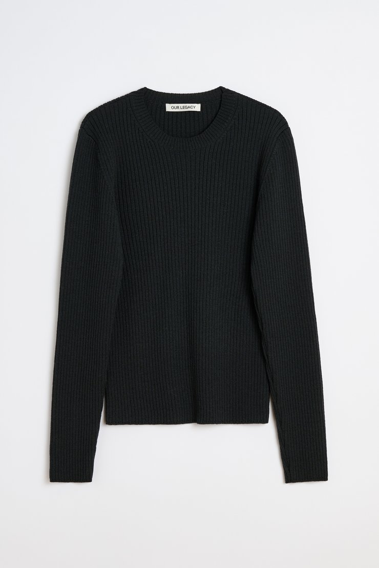 【24SS 】OURLEGACY COMPACT ROUNDNECK 44 Our Legacy - Compact Roundneck Off Black Rustic Merino