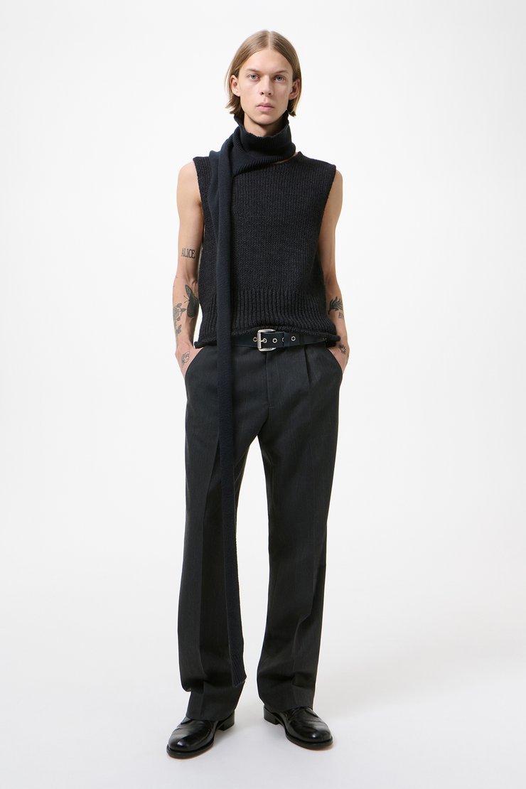 OUR LEGACY アワーレガシー　SUIT TOP 　ベアトップ　ネイビー Our Legacy - Pleaser Tank Rich Black Rustic Wool Silk