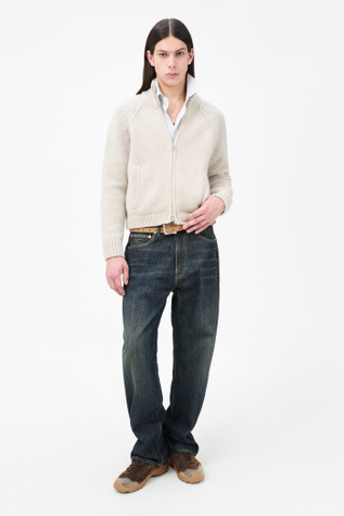 Ultra Zip Cardigan Bone Low Twist Merino