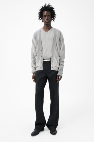 Parallel Cardigan Grey Spray Dye Cherub Wool
