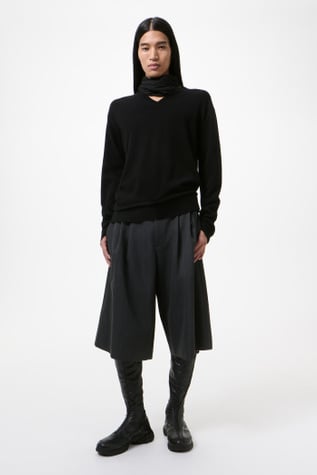 Parallel V-Neck Black Cherub Wool