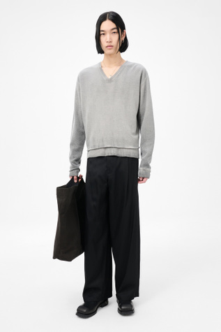 Parallel V-Neck Grey Spray Dye Cherub Wool