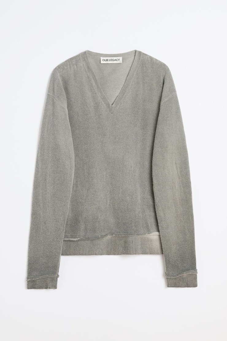 Our Legacy - Parallel V-Neck Grey Spray Dye Cherub Wool