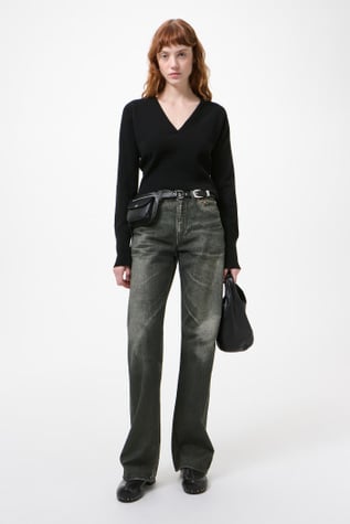 Sharp V-Neck Black Cherub Wool