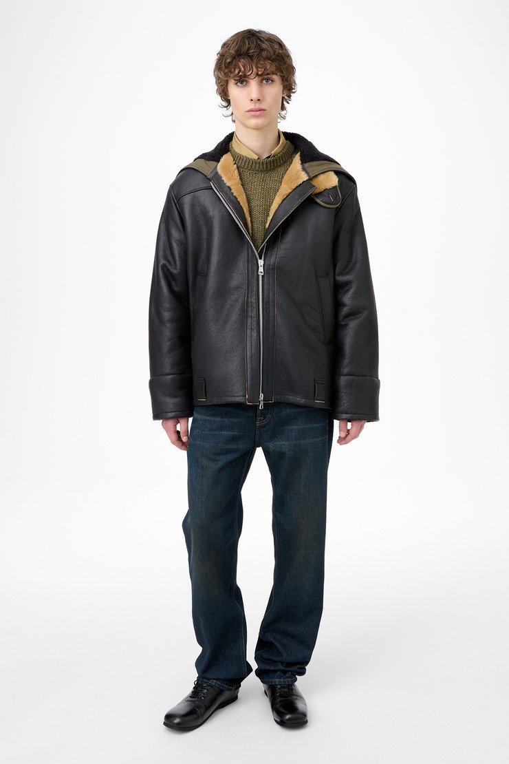 美品　our legacy mimi jacket leather 48 Our Legacy - Mini Jacket Top Dyed Black Leather