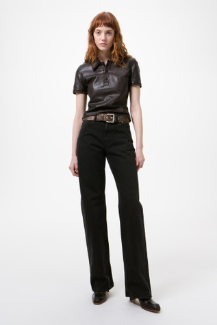 Leather Piquet Umber Brown Fluid Calfskin