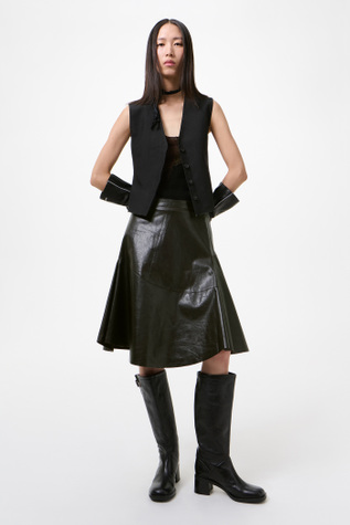 Waltz Skirt Umber Brown Fluid Calfskin