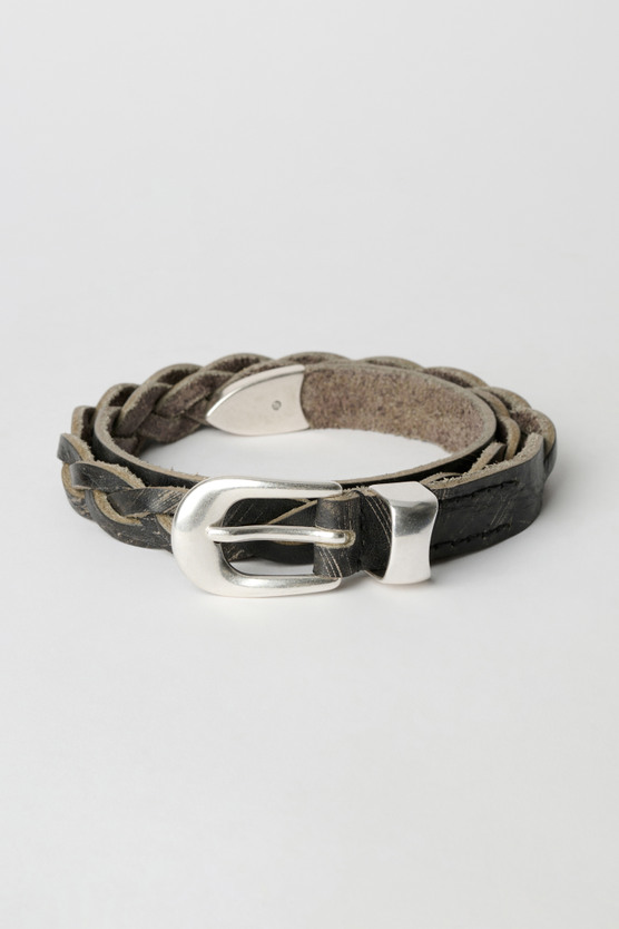 Our Legacy - 2 cm Braided Belt Soft Coal Torn Bovine