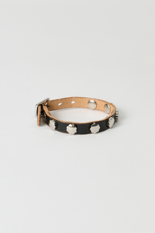 Flower Bracelet Deep Black Leather
