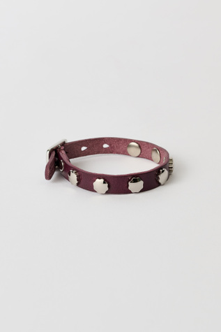 Flower Bracelet Merlot Red Leather