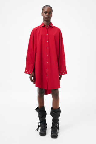 Frock Shirt Dress Lipstick Red Super Poplin