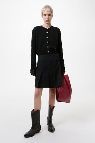 Girdle Skirt Coarse Black Gabardine