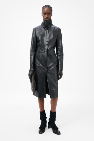 Concealed Coat Sable Black Fluid Calfskin