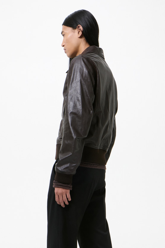 Our Legacy - Pharos Bomber Umber Brown Fluid Calfskin