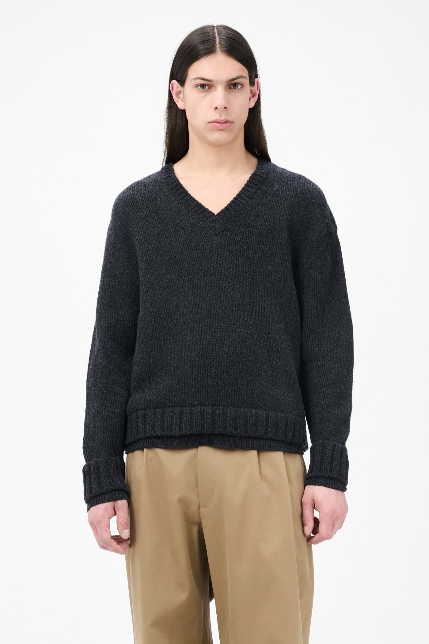 Our Legacy - False V-Neck Charcoal Low Twist Merino