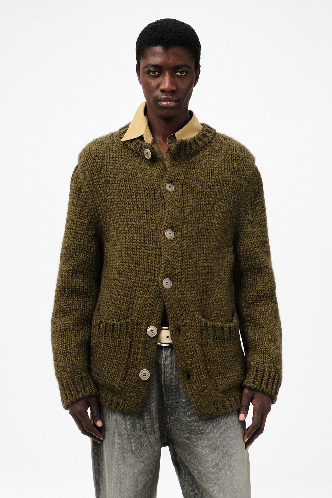 トップス OUR LEGACY CARDIGAN Olive Melange Mohair Our Legacy Cardigan - Olive Melange (Mohair) - M4213CRM