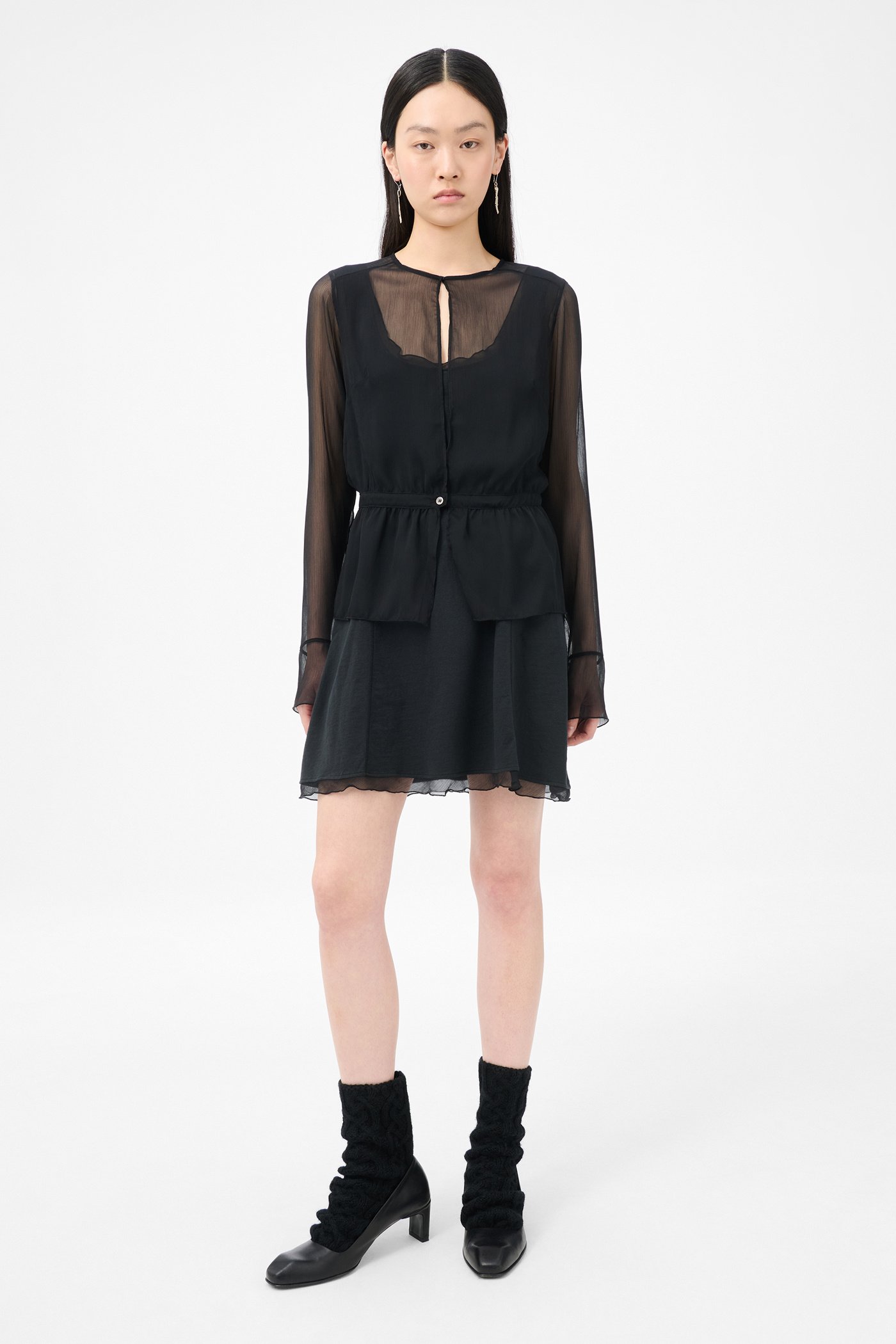 Our Legacy - Our Legacy Waist Blouse Crinkle Black Veil Poly