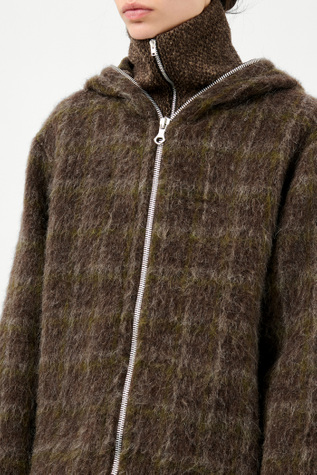 パーカー・フーディ Our Legacy Dorf Check Brown Wool Full Zip Hood Sweatshirt Our Legacy Dorf Check Brown Wool Full Zip Hood Sweatshirt