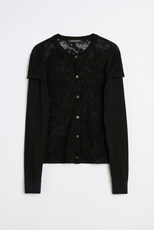 Our Legacy - Heat Longsleeve Black Flower Jacquard Gauze