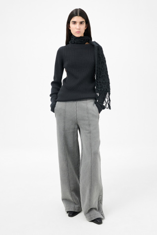 Lounge Pants Worn Black Hefty Fleece