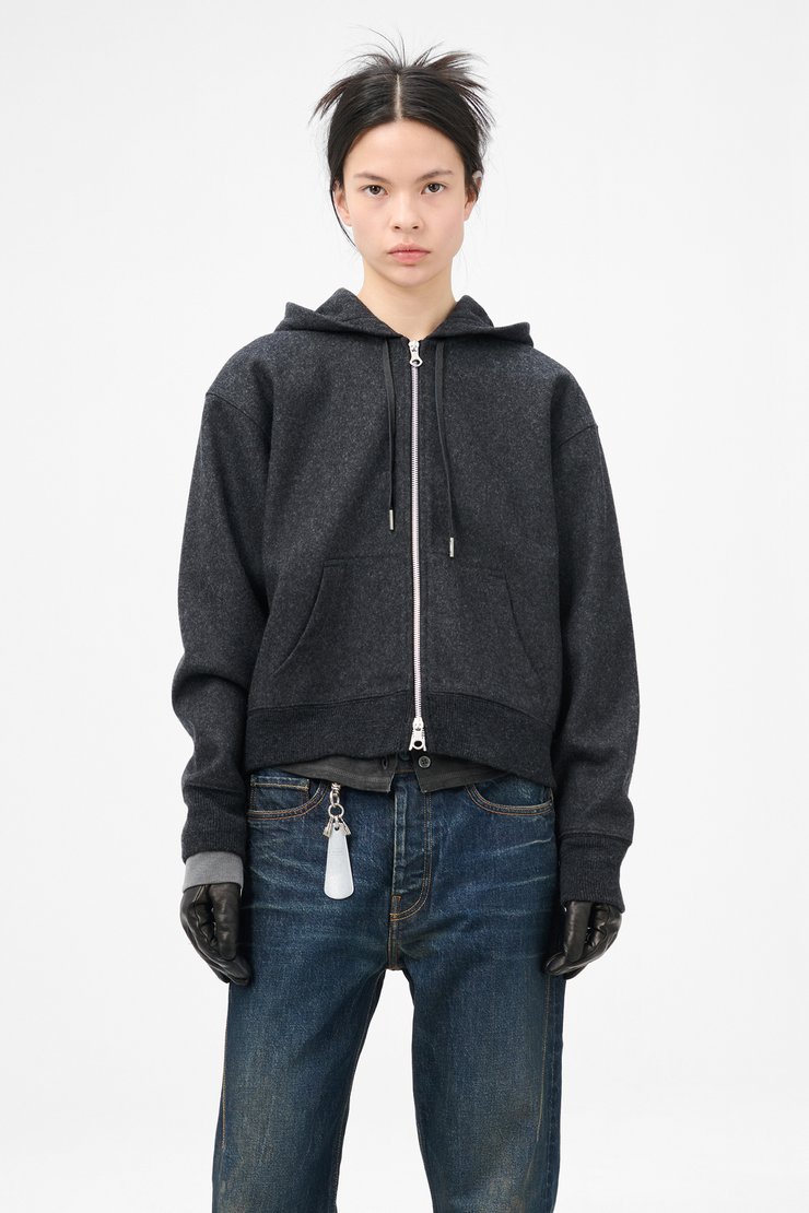 Our Legacy - Our Legacy Mischief Hood Charcoal Elastic Melton