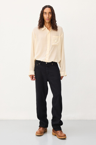 Work Cut Overdyed Black Linen Twill
