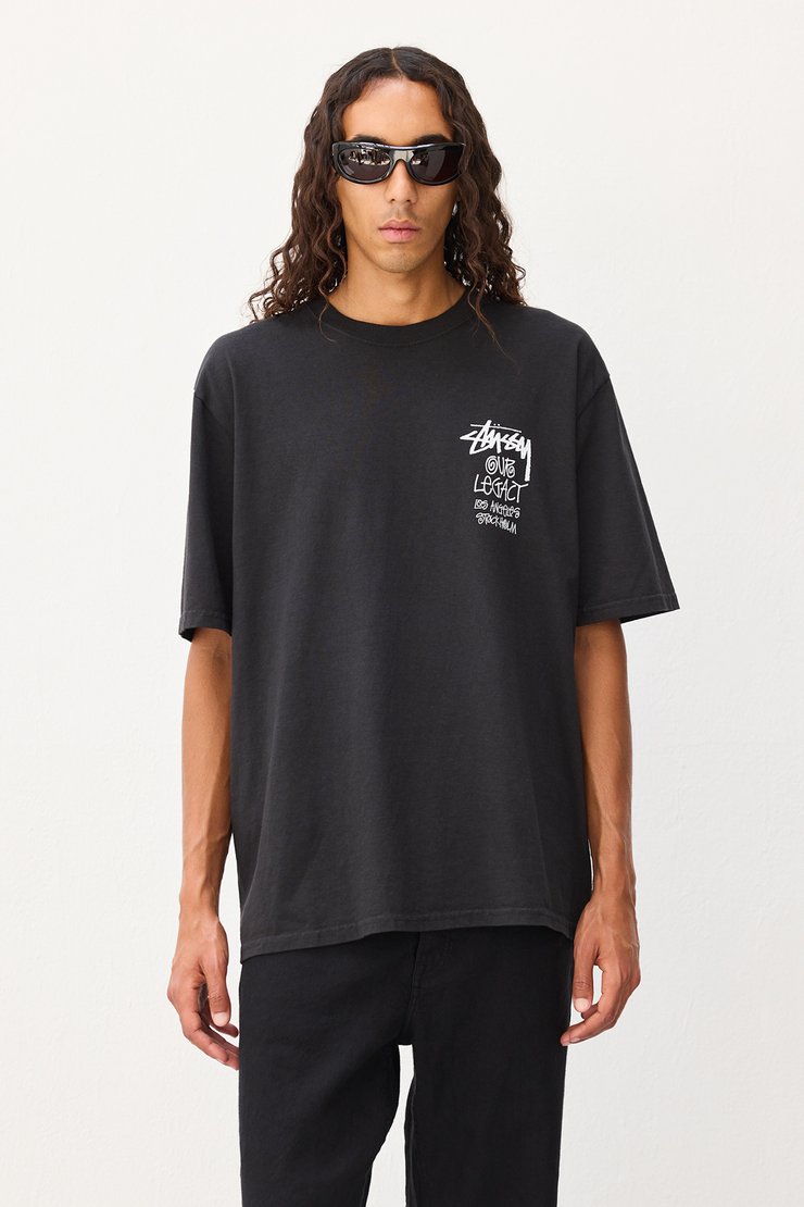『Stussy x Our Legacy』Work Shop Surfman T-Shirt Black 25SS OL Work Shop Surfman Tee Pigment Dyed – Black | Tees | Stüssy