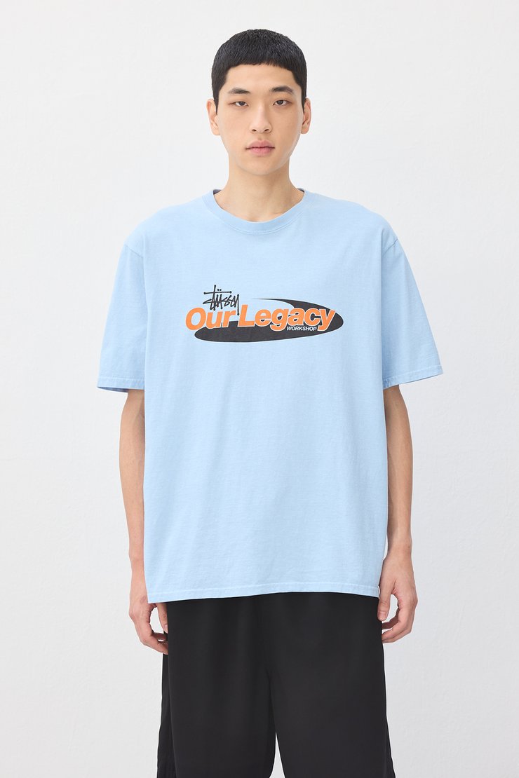 Tシャツ・カットソー Stussy x Our Legacy Work Shop Swirl Pigment Dyed Baby Blue Stussy x Our Legacy Work Shop Swirl Pigment Dyed Tee Natural