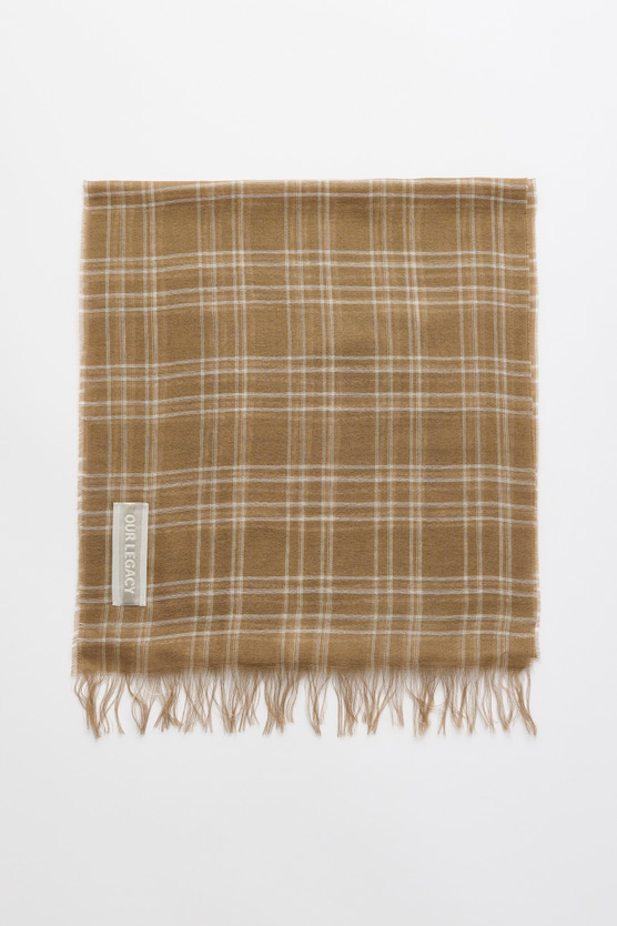 our legacy cottage scarf 新品 Our Legacy - Cottage Scarf Walnut Grid Sparse Tencel